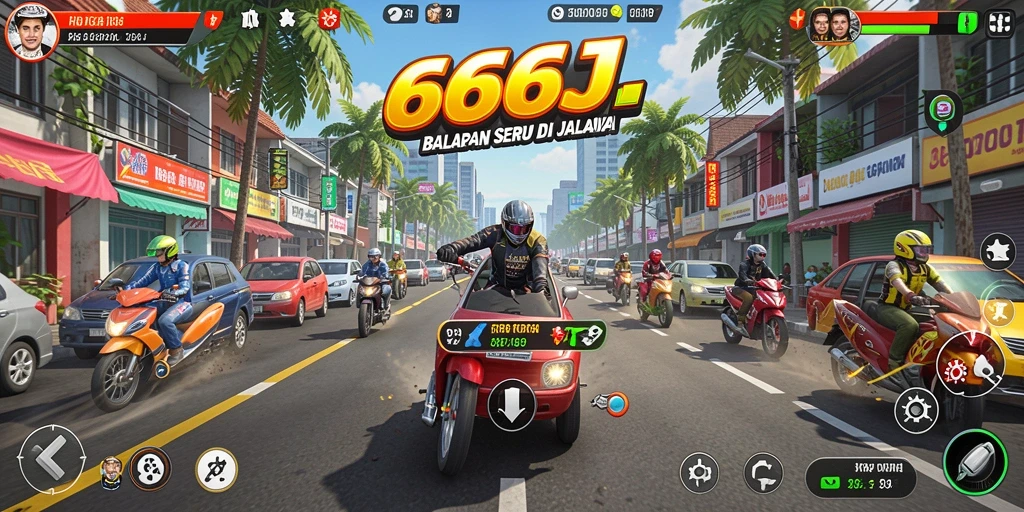 Tampilan gameplay Racing yang menegangkan dalam 666J.