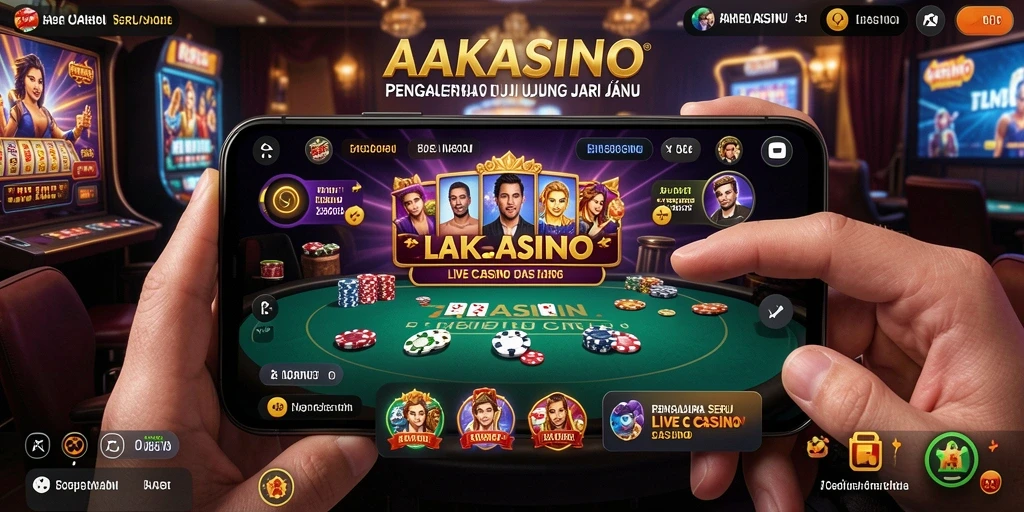 Screenshot AAKASINO menampilkan dealer langsung dalam permainan Live Casino yang menghibur.