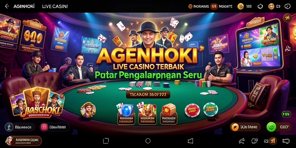Screenshot utama AGENHOKI menampilkan dealer live yang interaktif dalam permainan.
