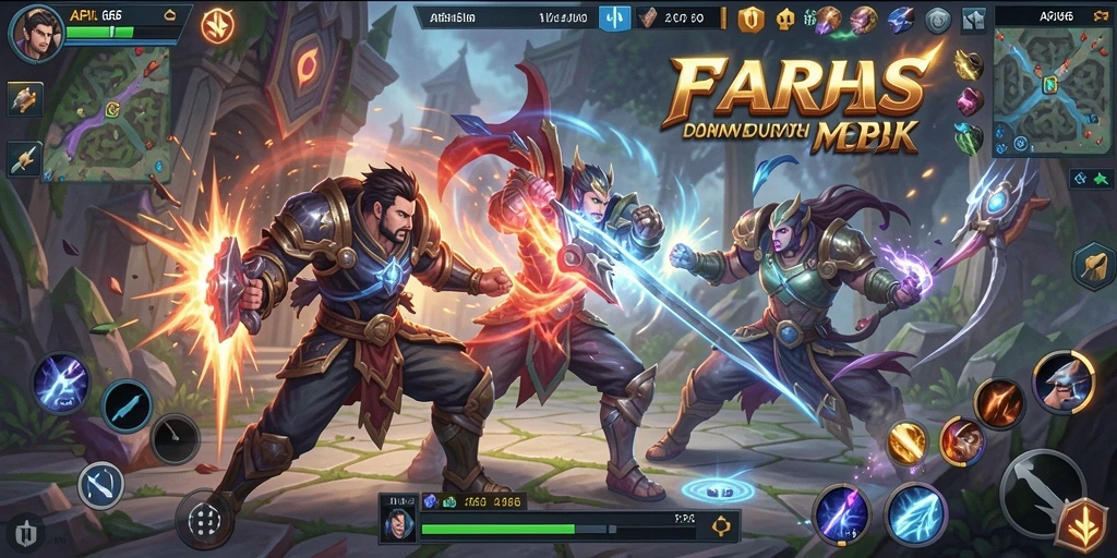 Tangkapan layar game API66 yang menunjukkan aksi pertarungan MOBA yang seru.