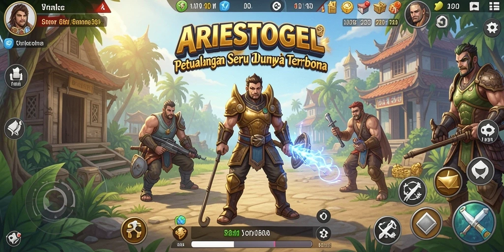 Tampilan gameplay ARIESTOGEL yang menakjubkan di dunia terbuka.