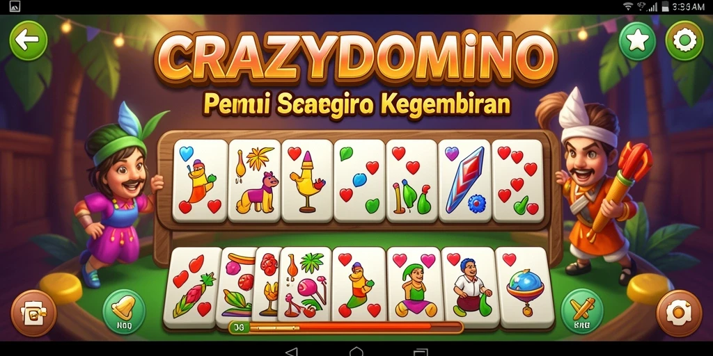 Tampilan gameplay seru di CRAZYDOMINO dengan para pemain berkompetisi.
