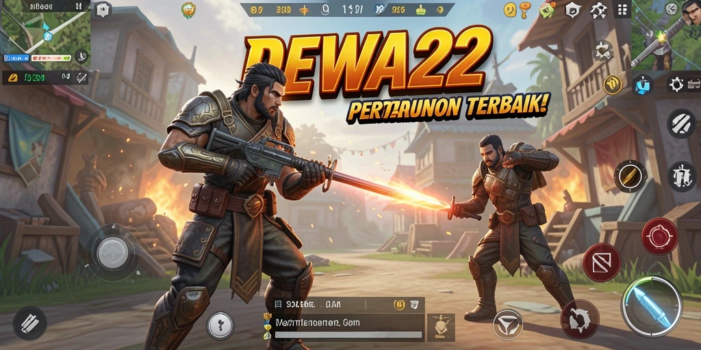 Tampilan gameplay intens dari DEWA22 menunjukkan aksi pertarungan Battle Royale.