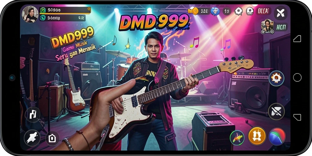 Tampilan gameplay DMD999 yang mendebarkan dengan ritme musik.