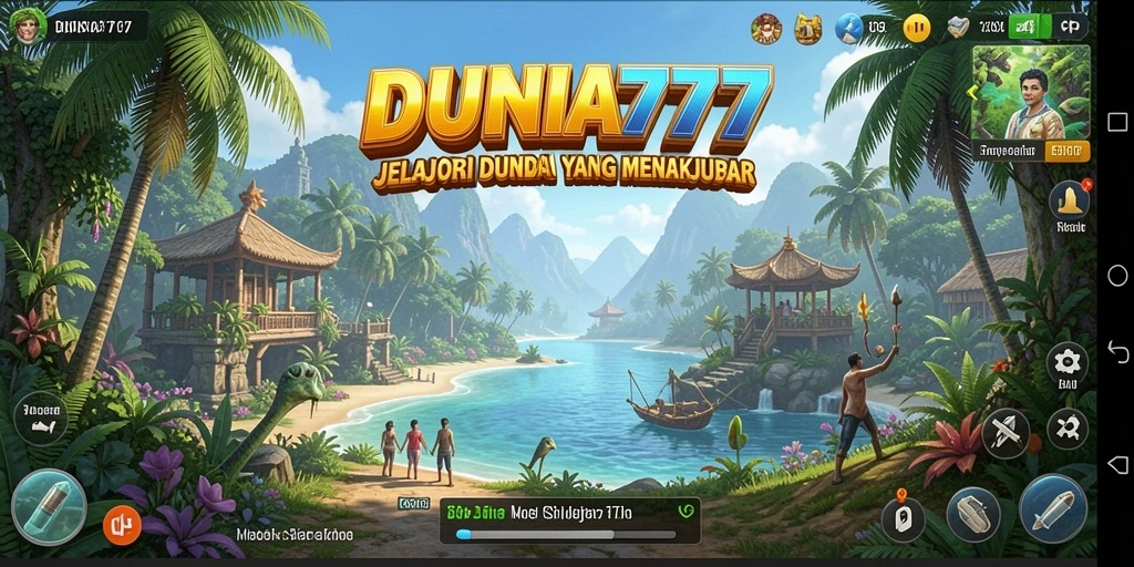 Screenshot gameplay <strong>DUNIA777</strong> dengan fokus pada interaksi dunia yang luas.