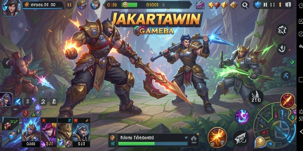 Screenshot utama dari gameplay seru JAKARTAWIN yang menampilkan pertarungan hero.