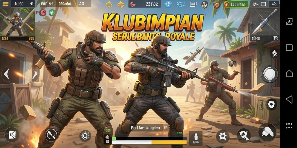 Tampilan seru dari gameplay pertarungan Battle Royale di KLUBIMPIAN.