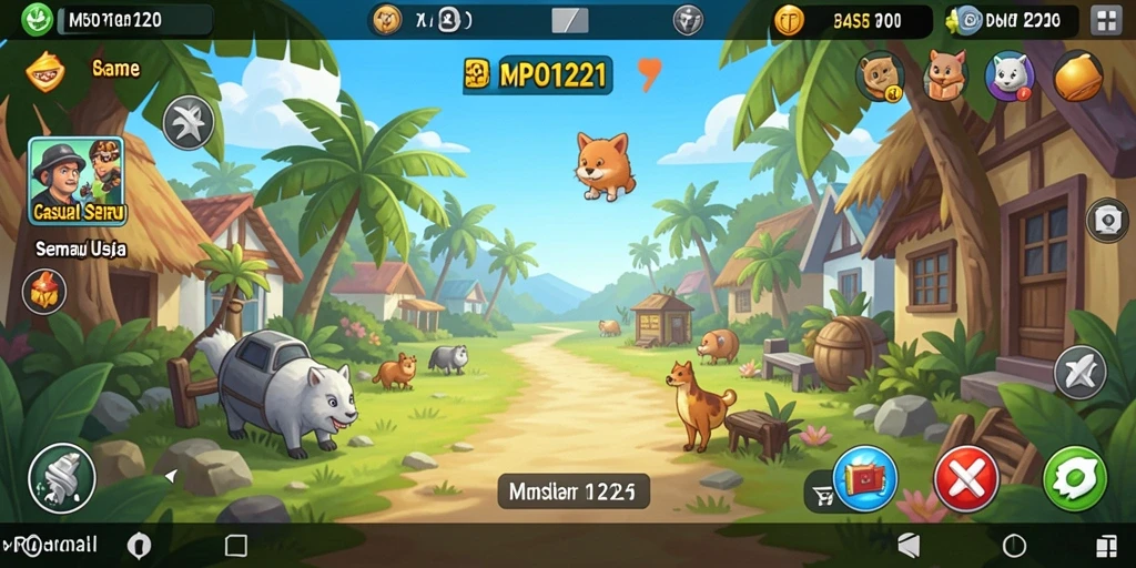 Tampilan gameplay menyenangkan dari MPO1221 yang penuh warna.