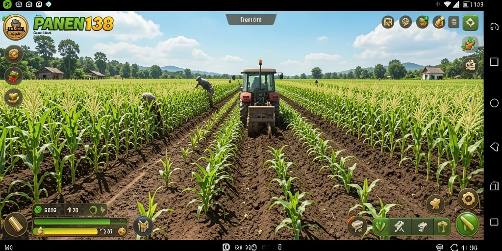 Tampilan gameplay menarik dari PANEN138 dengan aktivitas berkebun.