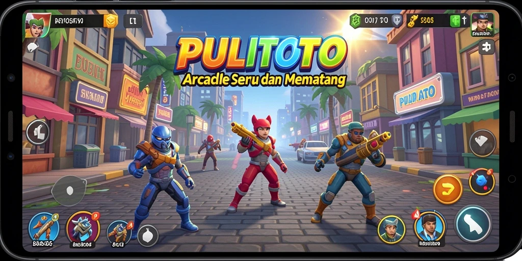 Screenshot utama PULITOTO menampilkan gameplay yang seru dan dinamis.