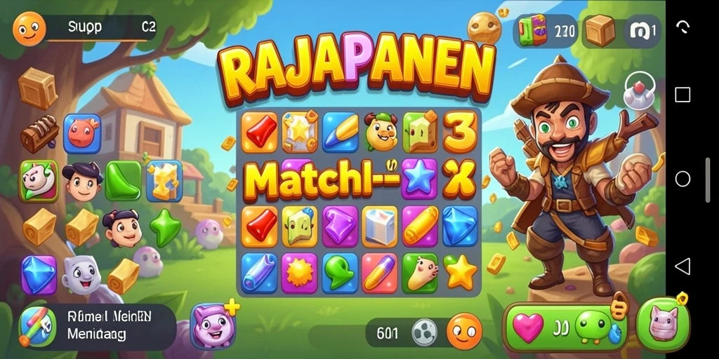 Tampilan gameplay seru dari game Match-3 RAJAPANEN