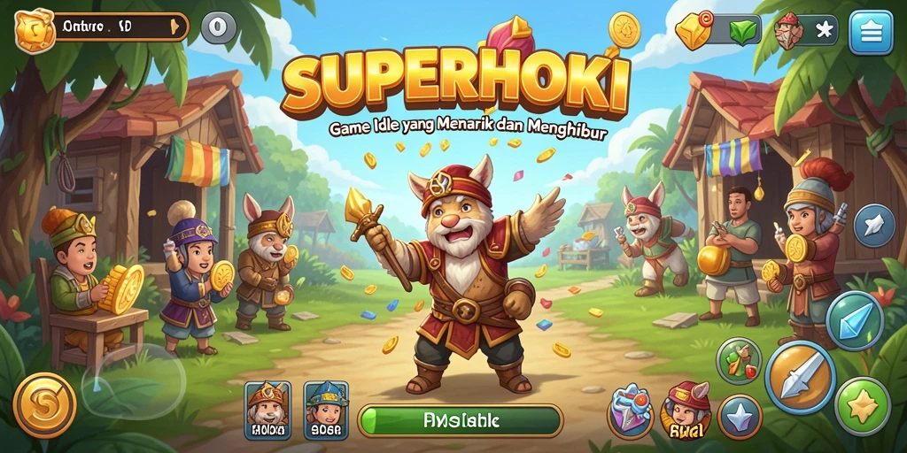 Tampilan gameplay SUPERHOKI yang menarik dan penuh warna.