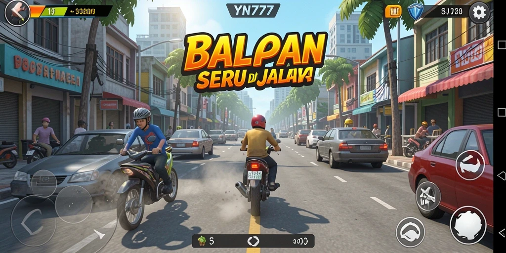 Tampilan gameplay balapan YN777 yang seru dan menegangkan.